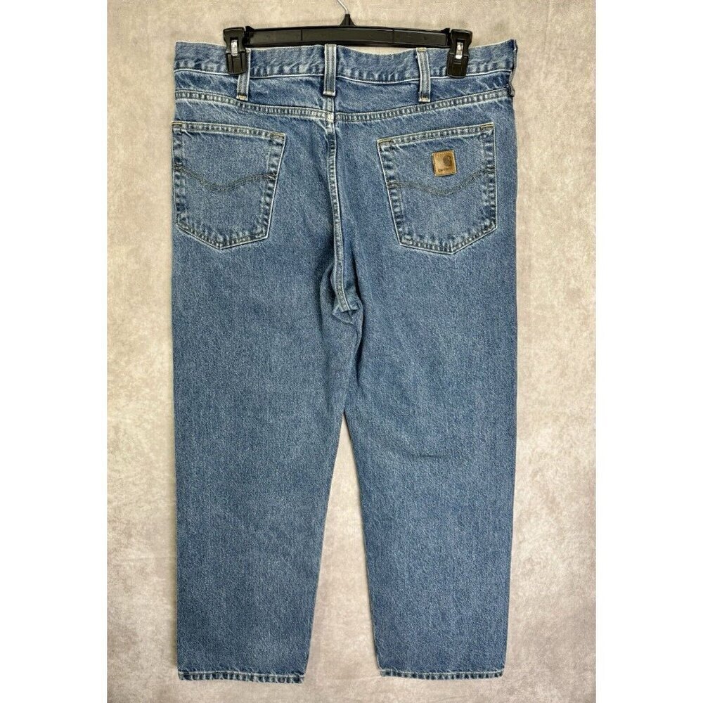Carhartt Jeans Mens 38x30 Blue Relaxed Fit Denim Workwear 100% Cotton B460DPS - Picture 3 of 7